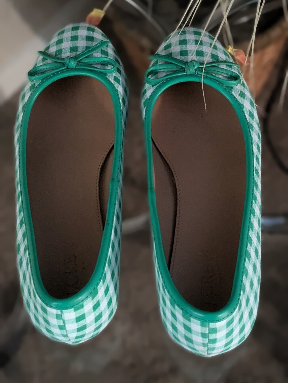 🔥FINAL🔥J. Crew Green Gingham Ballet Flats - Picture 5 of 6